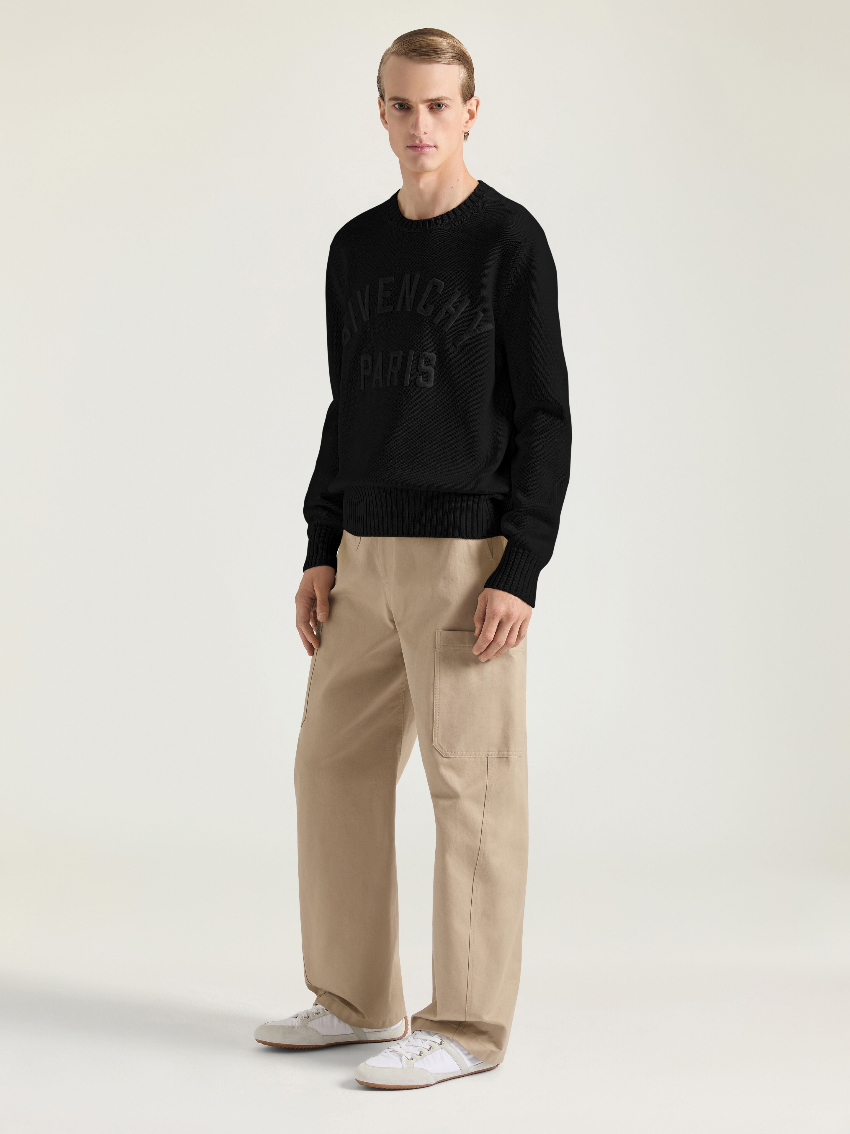 Sweater in cotton knit with GIVENCHY Paris embroidery